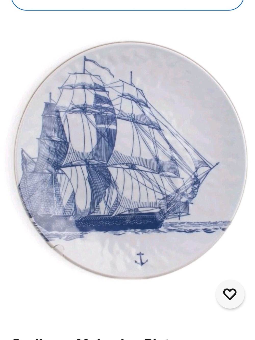 Godinger Nautical Blue & White Sailboat Serving Plate